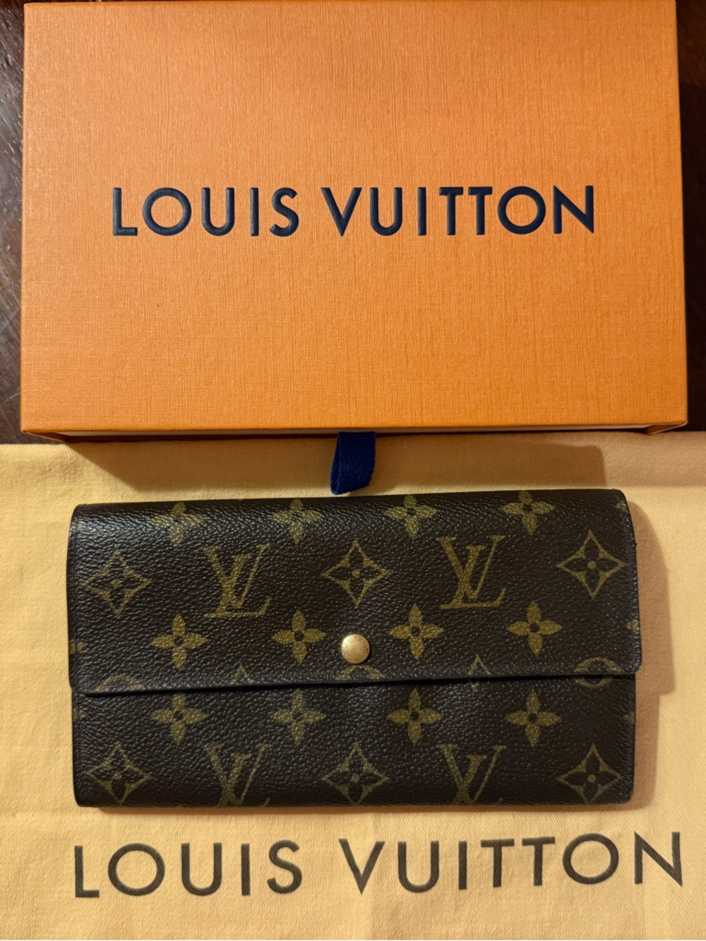 Vintage 2007 Louis Vuitton Monogram Sarah Long Wallet with Box and Dust Bag